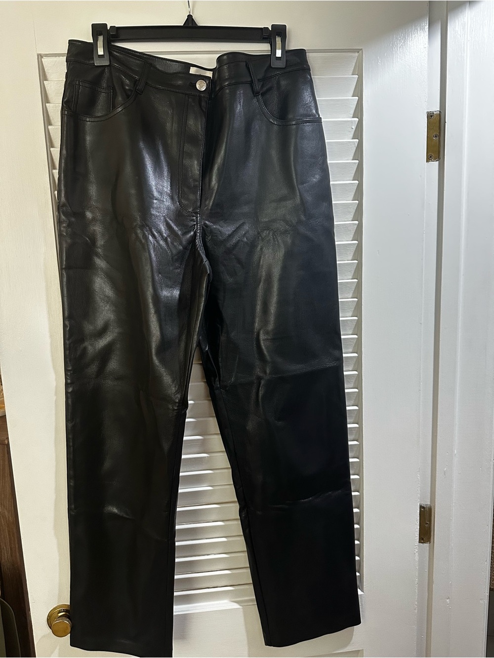 Wilfred Black Faux Leather Straight-Leg Pants